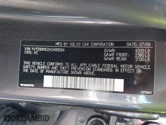 2010 Volvo S40 с VIN YV1390MS2A2489564, выставлен на аукционе IAAI как лот 42225612 с пробегом 146 491 миль миль и . История ставок и продаж доступна на DreamBid. Изображение 9.