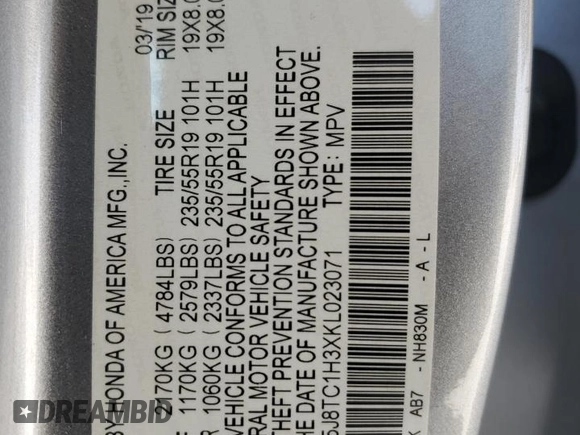2019 Acura RDX with VIN 5J8TC1H3XKL023071, listed as a Copart auction lot 45609205 with 75,333 mi miles and Non Repairable. Bid and sale history available at carsss.com. Image 13.
