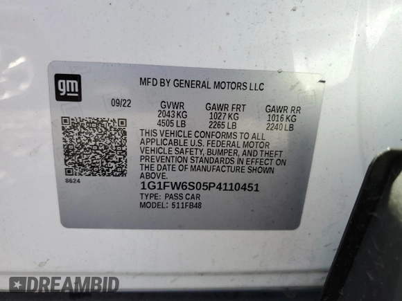 2023 Chevrolet Bolt EV 1LT with VIN 1G1FW6S05P4110451, listed as a Copart auction lot 50288915 with 7,760 mi miles and Salvage Title. Bid and sale history available at carsss.com. Image 12.