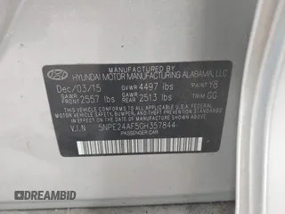 2016 Hyundai Sonata SE with VIN 5NPE24AF5GH357844, listed as a IAAI auction lot 42217108 with 138,227 mi miles and . Bid and sale history available at carsss.com. Image 9.