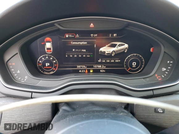2018 Audi A5 Sportback Prestige z VIN WAUFNCF56JA079425, wystawiony jako Copart lot #71785074 z przebiegiem 38 759 mil mil oraz Szkoda całkowita • Salvage title. Historia ofert i sprzedaży dostępna na DreamBid. Obrazek 9.