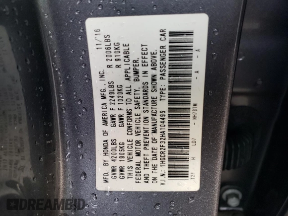 2017 Honda Accord Sedan LX with VIN 1HGCR2F32HA104495, listed as a Copart auction lot 48399905 with 103,659 mi miles and Salvage Title. Bid and sale history available at carsss.com. Image 14.
