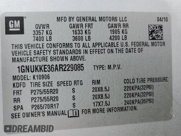2010 Chevrolet Suburban LTZ with VIN 1GNUKKE36AR229085, listed as a Copart auction lot 45721095 with 201,743 mi miles and Clean Title. Bid and sale history available at carsss.com. Image 13.