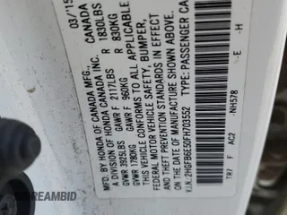 2015 Honda Civic Si with VIN 2HGFB6E50FH703552, listed as a Copart auction lot 57911915 with 104,489 mi miles and Salvage title. Bid and sale history available at DreamBid. Image 13.