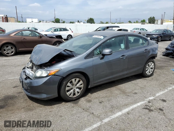 2012 Honda Civic LX z VIN 19XFB2F56CE390987, wystawiony jako Copart lot #56753635 z przebiegiem 81 832 mil mil oraz Szkoda całkowita • Salvage title. Historia ofert i sprzedaży dostępna na DreamBid. Obrazek 1.