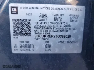 2018 Chevrolet Silverado 1500 LT with VIN 3GCUKRER2JG392029, listed as a Copart auction lot 41450465 with 92,716 mi miles and Salvage Title. Bid and sale history available at carsss.com. Image 12.