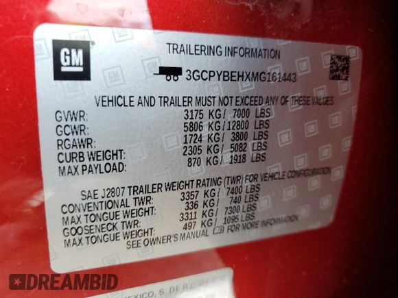 2021 Chevrolet Silverado 1500 Custom with VIN 3GCPYBEHXMG161443, listed as a Copart auction lot 74693364 with 52,969 mi miles and Salvage Title. Bid and sale history available at DreamBid. Image 12.