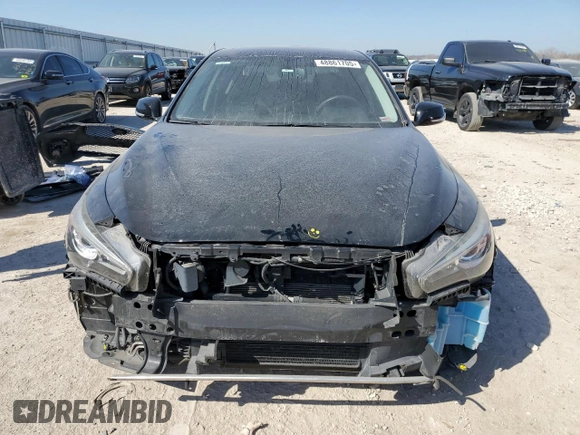 2016 Infiniti Q50 Red Sport 400 with VIN JN1FV7AR9GM451550, listed as a Copart auction lot 48861705 with 76,572 mi miles and Salvage Title. Bid and sale history available at DreamBid. Image 5.