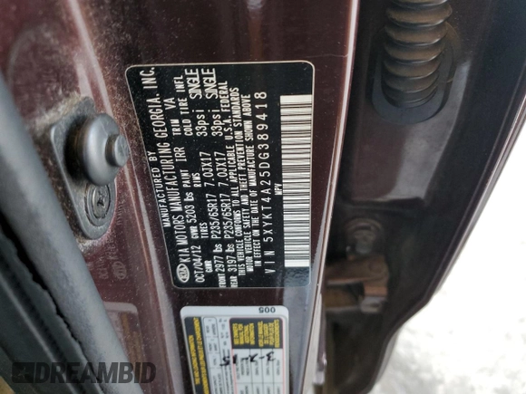 2013 Kia Sorento LX with VIN 5XYKT4A25DG389418, listed as a Copart auction lot 46418645 with 150,584 mi miles and Salvage Title. Bid and sale history available at carsss.com. Image 15.