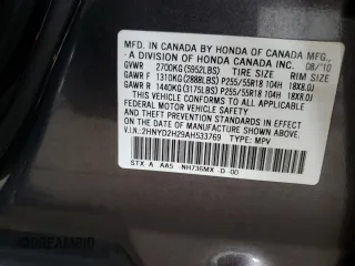 2010 Acura MDX with VIN 2HNYD2H29AH533769, listed as a Copart auction lot 49203775 with 175,045 mi miles and Salvage Title. Bid and sale history available at carsss.com. Image 13.