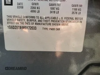 2008 Cadillac STS RWD z VIN 1G6DZ67A980172633, wystawiony jako Copart lot #59227065 z przebiegiem 186 288 mil mil oraz Szkoda całkowita • Salvage title. Historia ofert i sprzedaży dostępna na DreamBid. Obrazek 12.