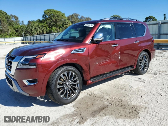 2023 Nissan Armada Platinum with VIN JN8AY2CC4P9182942, listed as a Copart auction lot 83976494 with 12,506 mi miles and Salvage Title. Bid and sale history available at carsss.com. Image 1.
