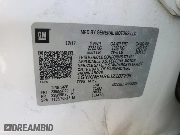 2018 Cadillac XT5 Premium Luxury FWD with VIN 1GYKNERS6JZ187795, listed as a Copart auction lot 52700085 with 61,551 mi miles and Salvage Title. Bid and sale history available at carsss.com. Image 13.