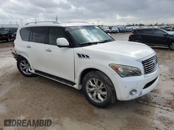2012 Infiniti QX56 7-passenger with VIN JN8AZ2NF3C9517655, listed as a Copart auction lot 78241174 with 182,533 mi miles and Salvage Title. Bid and sale history available at carsss.com. Image 4.