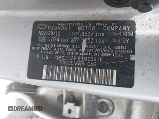 2013 Hyundai Accent GLS with VIN KMHCT4AE3DU403616, listed as a IAAI auction lot 42095208 with 128,523 mi miles. Bid and sale history available at carsss.com. Image 9.