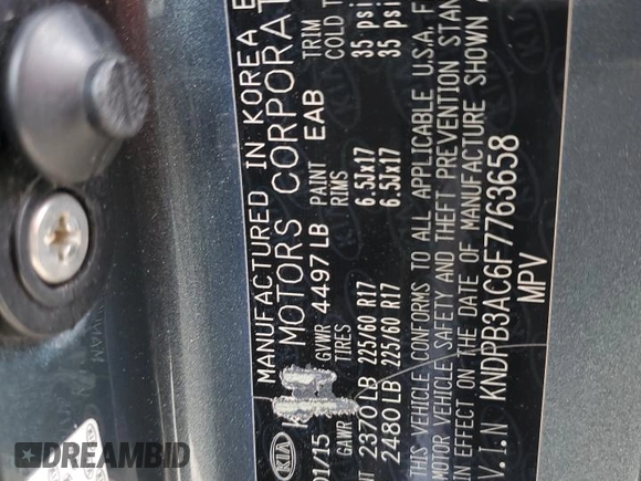 2015 Kia Sportage LX with VIN KNDPB3AC6F7763658, listed as a Copart auction lot 51420905 with 160,245 mi miles and Salvage Title. Bid and sale history available at DreamBid. Image 13.