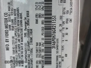 2016 Ford Fusion SE with VIN 3FA6P0H76GR211551, listed as a Copart auction lot 53727955 with 168,880 mi miles and Salvage Title. Bid and sale history available at carsss.com. Image 12.
