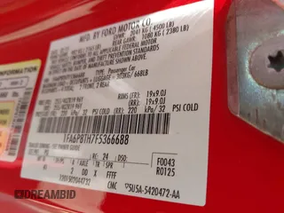 2015 Ford Mustang EcoBoost with VIN 1FA6P8TH7F5366688, listed as a IAAI auction lot 42271195 with 70,044 mi miles and . Bid and sale history available at DreamBid. Image 9.