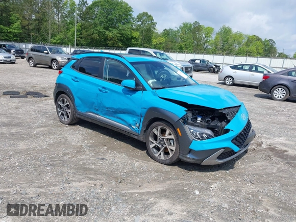 2022 Hyundai Kona Limited with VIN KM8K53A31NU897927, listed as a IAAI auction lot 42263754 with 57,916 mi miles and . Bid and sale history available at DreamBid. Image 1.