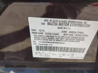 2011 Mazda Mazda6 i Sport with VIN 1YVHZ8BH0B5M04586, listed as a IAAI auction lot 42049308 with 136,802 mi miles. Bid and sale history available at carsss.com. Image 9.