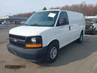 2017 Chevrolet Express Cargo Van with VIN 1GCWGAFF5H1133267, listed as a IAAI auction lot 42124337 with 162,899 mi miles. Bid and sale history available at carsss.com. Image 2.