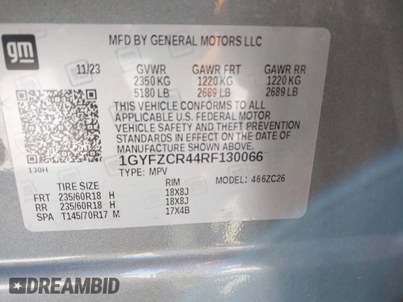 2024 Cadillac XT4 FWD Premium Luxury with VIN 1GYFZCR44RF130066, listed as a IAAI auction lot 41735148 with 32,157 mi miles and . Bid and sale history available at carsss.com. Image 9.