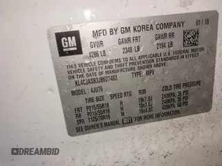 2018 Buick Encore Preferred with VIN KL4CJASB3JB627483, listed as a IAAI auction lot 41717800 with 40,283 mi miles and . Bid and sale history available at DreamBid. Image 9.