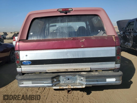 1996 Ford Bronco Custom with VIN 1FMEU15H2TLB67974, listed as a Copart auction lot 75960594 with 236,973 mi miles and Clean Title. Bid and sale history available at carsss.com. Image 6.