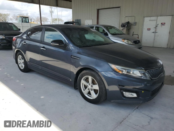 2015 Kia Optima LX with VIN KNAGM4A79F5604807, listed as a Copart auction lot 50052785 with 126,623 mi miles and Salvage Title. Bid and sale history available at DreamBid. Image 4.
