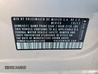 2012 Volkswagen Jetta SE with VIN 3VWDX7AJXCM341336, listed as a Copart auction lot 62117055 with 110,492 mi miles and Salvage title. Bid and sale history available at DreamBid. Image 12.
