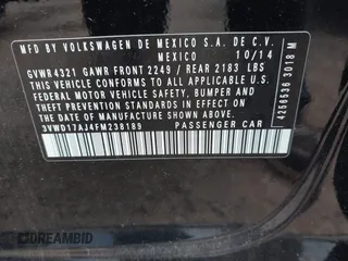 2015 Volkswagen Jetta SE with VIN 3VWD17AJ4FM238189, listed as a IAAI auction lot 42631257 with 92,561 mi miles and . Bid and sale history available at DreamBid. Image 9.