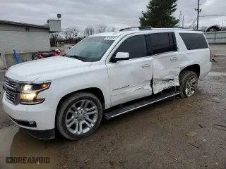 2020 Chevrolet Suburban Premier with VIN 1GNSKJKJ9LR123382, listed as a Copart auction lot 86950554 with 45,616 mi miles and Salvage Title. Bid and sale history available at carsss.com. Image 1.