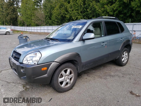 2005 Hyundai Tucson GLS with VIN KM8JN72D75U142775, listed as a Copart auction lot 53075834 with 174,100 mi miles and Salvage Title. Bid and sale history available at carsss.com. Image 1.