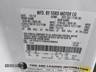 2014 Ford F-150 XL with VIN 1FTFW1CT5EKD39904, listed as a IAAI auction lot 41797099 with 209,343 mi miles. Bid and sale history available at carsss.com. Image 9.