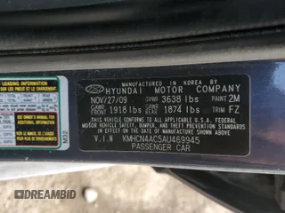 2010 Hyundai Accent GLS with VIN KMHCN4AC5AU469945, listed as a Copart auction lot 46532395 with 140,694 mi miles and Salvage Title. Bid and sale history available at carsss.com. Image 12.