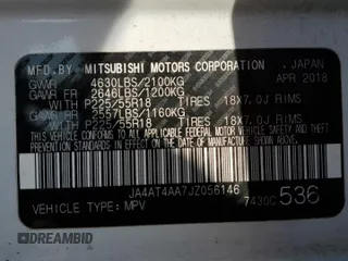2018 Mitsubishi Eclipse Cross LE z VIN JA4AT4AA7JZ056146, wystawiony jako Copart lot #48688025 z przebiegiem 85 528 mil mil oraz Szkoda całkowita • Salvage title. Historia ofert i sprzedaży dostępna na DreamBid. Obrazek 13.