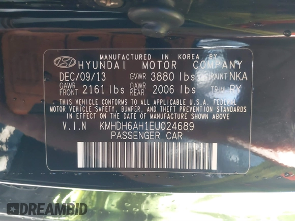 2014 Hyundai Elantra z VIN KMHDH6AH1EU024689, wystawiony jako IAAI lot #41721156 z przebiegiem Nie podano mil oraz . Historia ofert i sprzedaży dostępna na DreamBid. Obrazek 9.