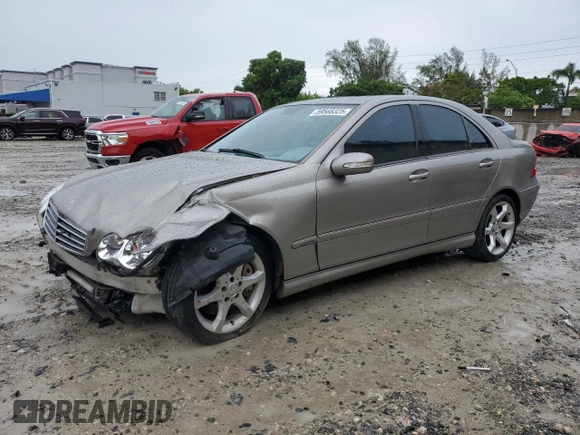 2007 Mercedes-Benz C 230 Sport with VIN WDBRF52H67E027057, listed as a Copart auction lot 59568325 with 144,208 mi miles and Salvage title. Bid and sale history available at DreamBid. Image 1.