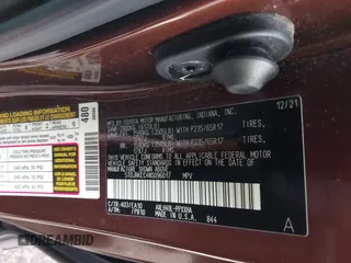 2022 Toyota Sienna XLE with VIN 5TDJRKEC4NS096017, listed as a IAAI auction lot 41708210 with 50,942 mi miles. Bid and sale history available at carsss.com. Image 9.