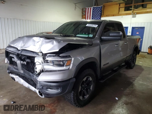 2019 Ram 1500 Rebel z VIN 1C6SRFET4KN725120, wystawiony jako Copart lot #84339724 z przebiegiem 119 075 mil mil oraz Szkoda całkowita • Salvage title. Historia ofert i sprzedaży dostępna na DreamBid. Obrazek 1.