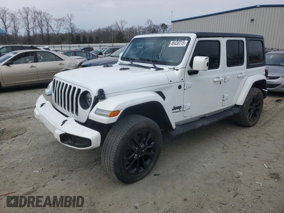 2021 Jeep Wrangler Unlimited Sahara Altitude z VIN 1C4HJXEN7MW651514, wystawiony jako Copart lot #48438715 z przebiegiem 37 289 mil mil oraz Szkoda całkowita • Salvage title. Historia ofert i sprzedaży dostępna na DreamBid. Obrazek 1.