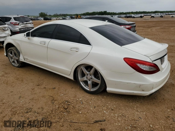 2014 Mercedes-Benz CLS 550 with VIN WDDLJ7DB5EA096052, listed as a Copart auction lot 53085535 with 140,000 mi miles and Salvage title. Bid and sale history available at DreamBid. Image 2.