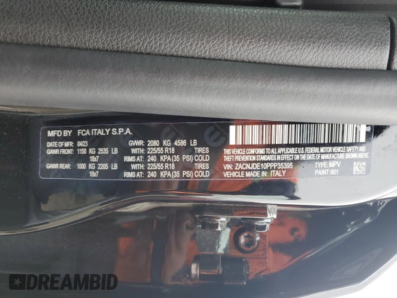 2023 Jeep Renegade Altitude with VIN ZACNJDE10PPP35395, listed as a Copart auction lot 47316405 with 9,815 mi miles and Salvage Title. Bid and sale history available at DreamBid. Image 13.