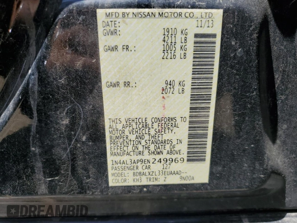 2014 Nissan Altima S with VIN 1N4AL3AP9EN249969, listed as a Copart auction lot 52863345 with 159,364 mi miles and Clean Title. Bid and sale history available at DreamBid. Image 13.