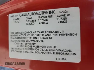 2002 Chevrolet Tracker with VIN 2CNBJ18C126919389, listed as a Copart auction lot 59916845 with Not provided miles and Salvage title. Bid and sale history available at DreamBid. Image 13.