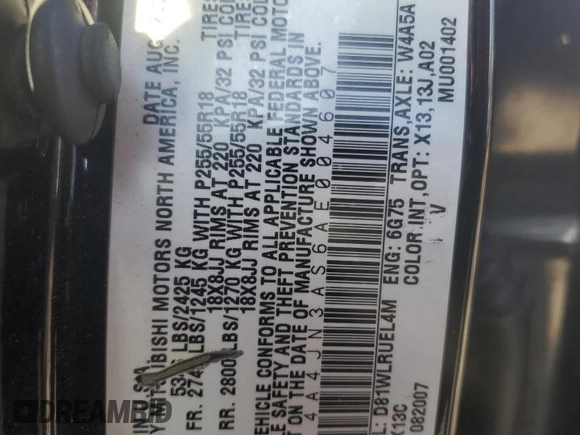 2010 Mitsubishi Endeavor SE z VIN 4A4JN3AS6AE004607, wystawiony jako Copart lot #80874214 z przebiegiem 188 114 mil mil oraz Szkoda całkowita • Salvage title. Historia ofert i sprzedaży dostępna na DreamBid. Obrazek 13.