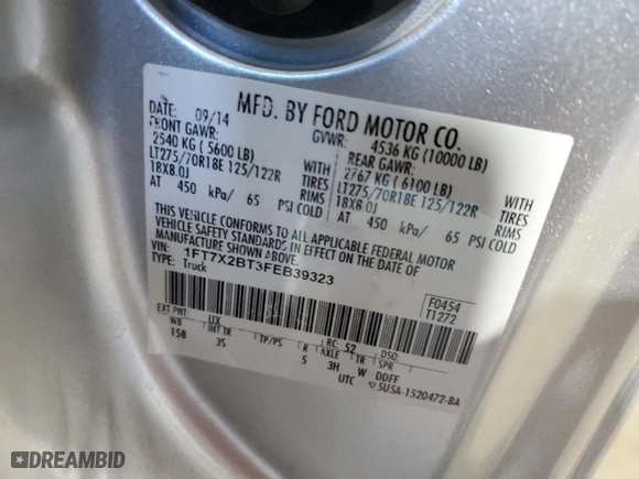 2015 Ford Super Duty F-250 SRW XLT with VIN 1FT7X2BT3FEB39323, listed as a Copart auction lot 81321894 with 116,909 mi miles and Salvage Title. Bid and sale history available at carsss.com. Image 12.