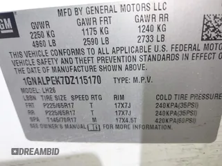 2013 Chevrolet Equinox LT with VIN 1GNALPEK7DZ115170, listed as a IAAI auction lot 41970984 with 179,340 mi miles and . Bid and sale history available at DreamBid. Image 9.