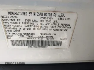 2008 Infiniti EX Journey z VIN JNKAJ09E78M305059, wystawiony jako IAAI lot #41537952 z przebiegiem Nie podano mil oraz . Historia ofert i sprzedaży dostępna na DreamBid. Obrazek 9.