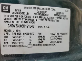 2006 Chevrolet Uplander LS Fleet with VIN 1GNDV23L06D191643, listed as a Copart auction lot 49381485 with 153,749 mi miles and Clean Title. Bid and sale history available at DreamBid. Image 13.